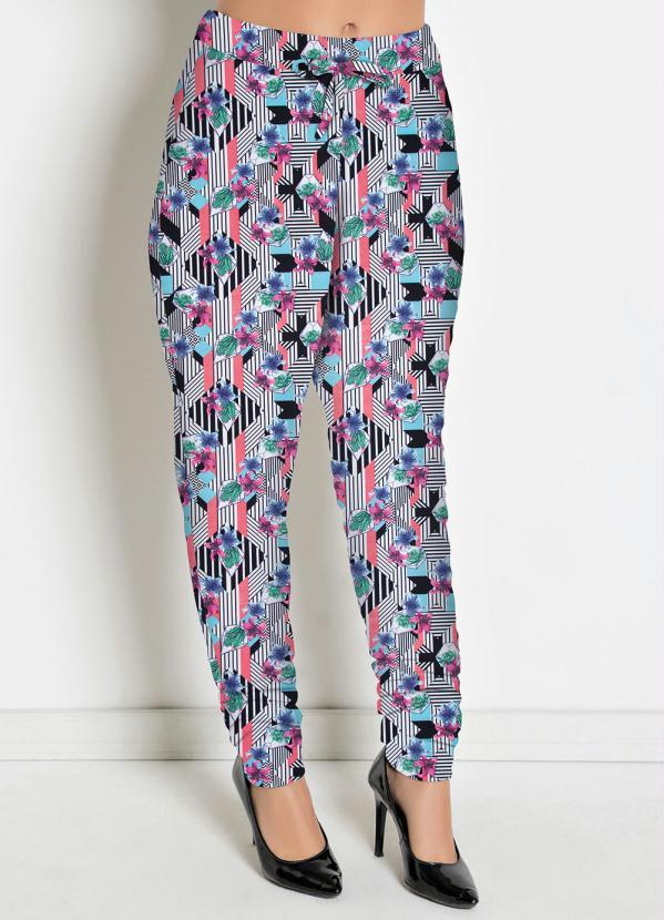 Moda Pop - Calça Confortável Mix de Estampas em Helanca