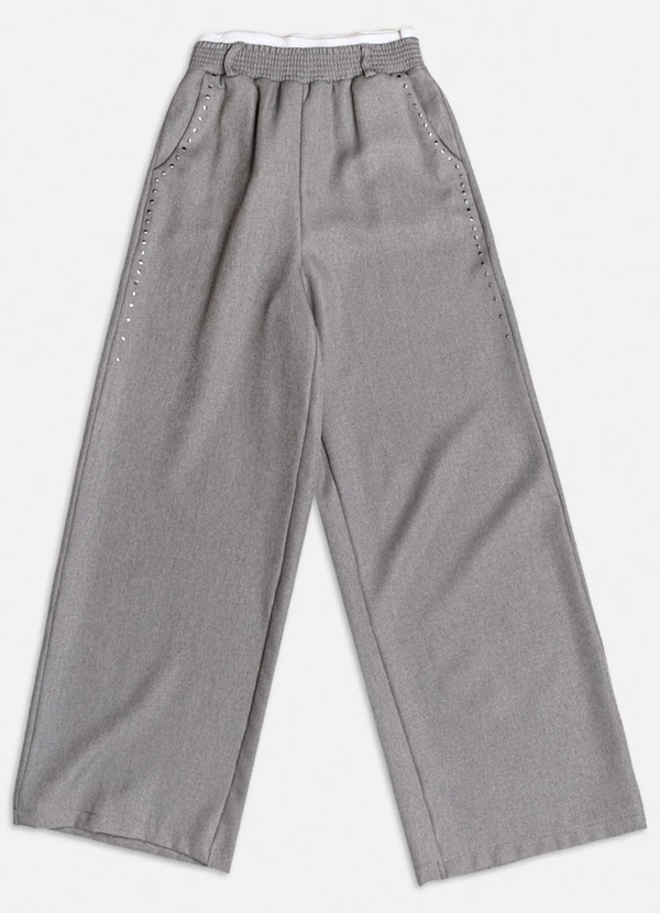 Authoria - Calça de Moletom com Cós Duplo Cinza 1