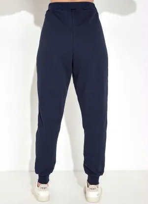 Moda Pop - Calça de Moletom com Elástico Marinho - MODA POP