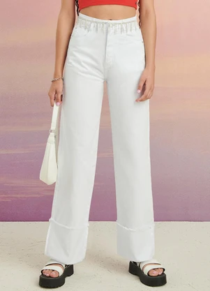 Authoria - Calça de Sarja Branca Branco - AUTHORIA