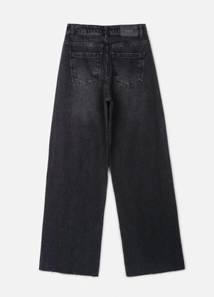 Authoria - Calça de Sarja Preta com Strass Preto - AUTHORIA