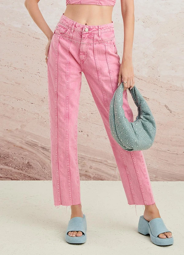 Authoria - Calça de Sarja Rosa Rosa