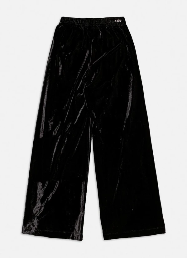 Authoria - Calça de Veludo Preta com Laços Preto