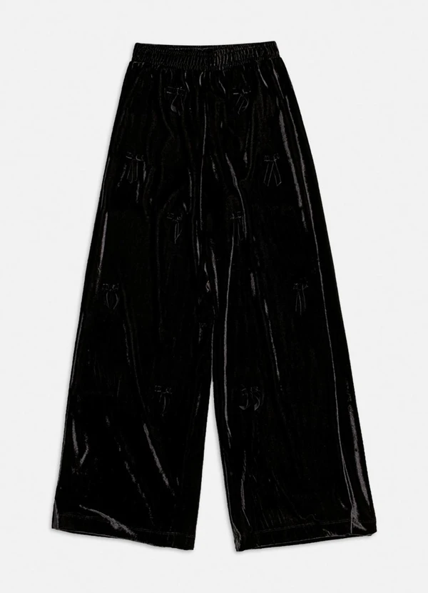Authoria - Calça de Veludo Preta com Laços Preto 2