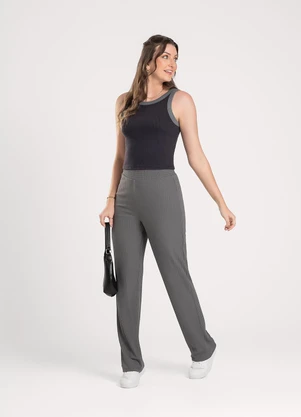 Cativa - Calça em Canelado Cinza Escuro - CATIVA