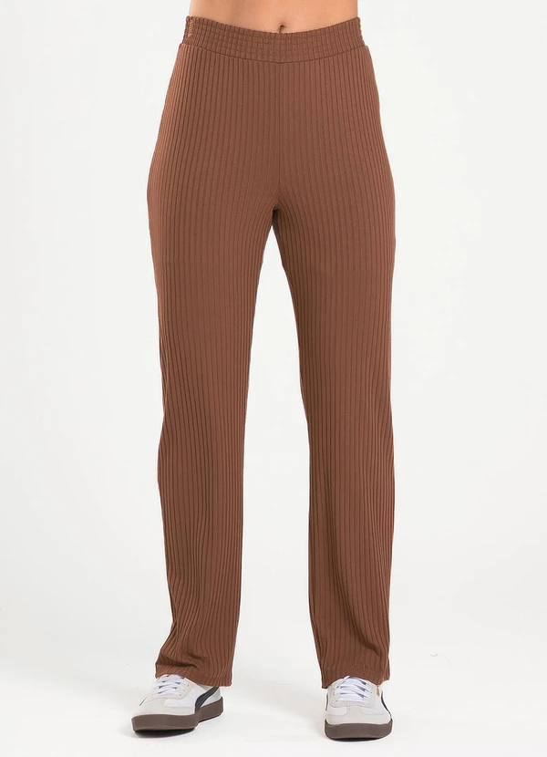 Cativa - Calça em Canelado Marrom Escuro 4