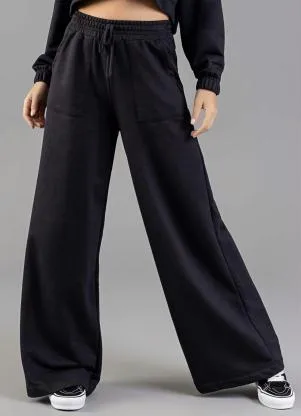 Just Basic - Calça em Moletom Preto - JUST BASIC