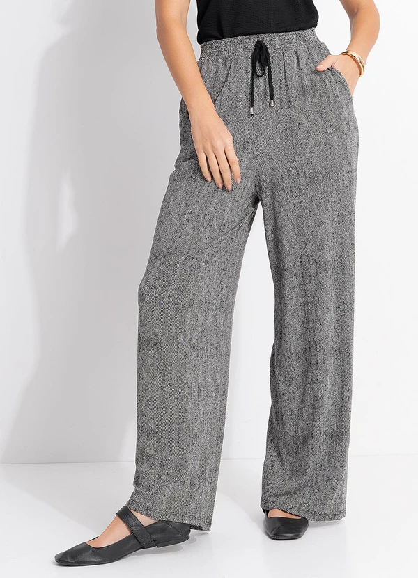 Quintess - Calça Espinha de Peixe em Malha de Viscose