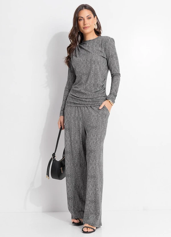 Quintess - Calça Espinha de Peixe em Malha de Viscose