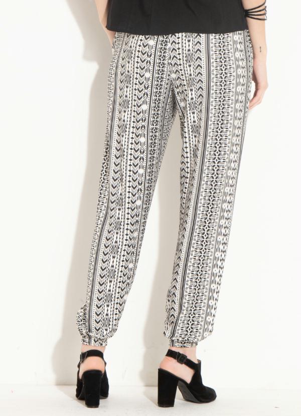 Quintess - Calça Étnica Branco com Bolsos e Amarrações 2