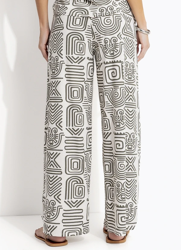 Quintess - Calça Étnico Verde em Malha de Viscose 2