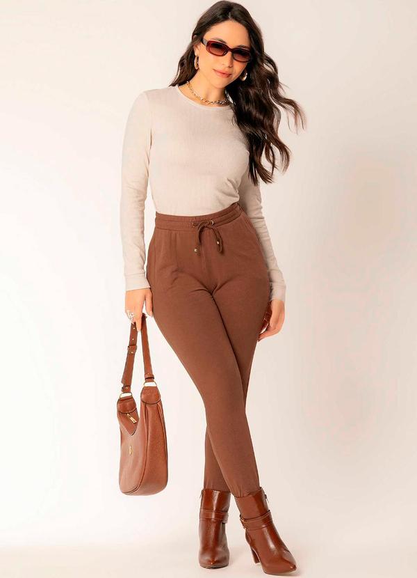 Cativa - Calça Feminina Adulto com Bolso Marrom