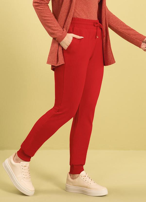 Cativa - Calça Feminina de Molecotton Peluciado Vermelho