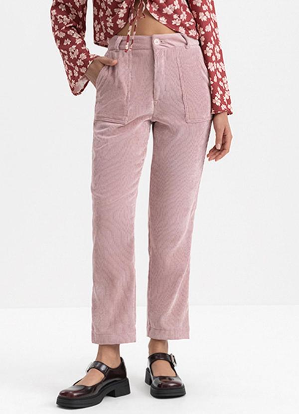 Essendi - Calça Feminina de Veludo Rosa