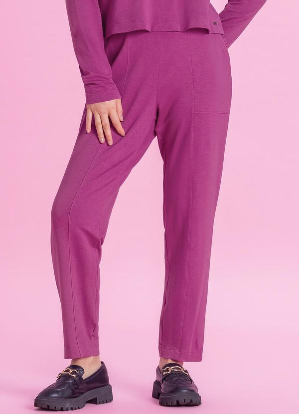 Marialícia - Calça Feminina em Moletinho de Viscose Roxo