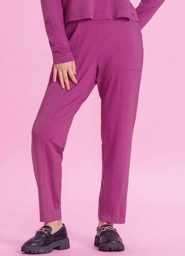 Marialícia - Calça Feminina em Moletinho de Viscose Roxo