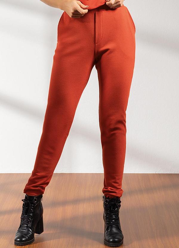 Habana - Calça Feminina em Moletom Básica Laranja