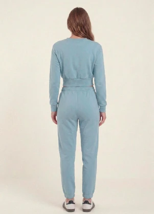 Just Basic - Calça Feminina em Moletom Felpado Azul - JUST BASIC