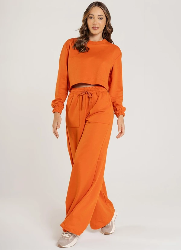 Just Basic Calça Feminina em Moletom Laranja