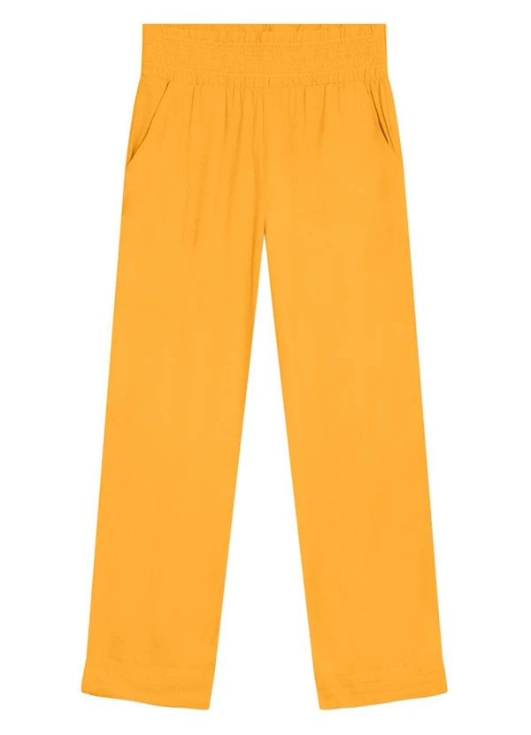 Essendi - Calça Feminina em Recido Creponado Amarelo 5