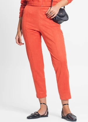 Rovitex - Calça Feminina em Suede Sarjado Laranja - ROVITEX