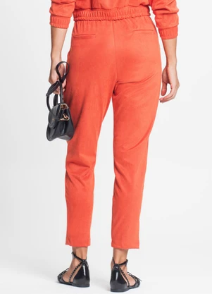 Rovitex - Calça Feminina em Suede Sarjado Laranja - ROVITEX