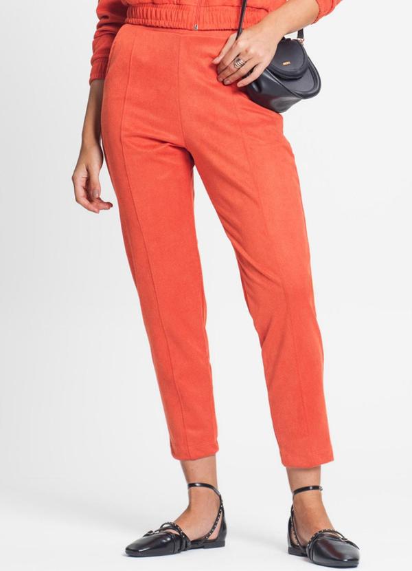 Rovitex - Calça Feminina em Suede Sarjado Laranja