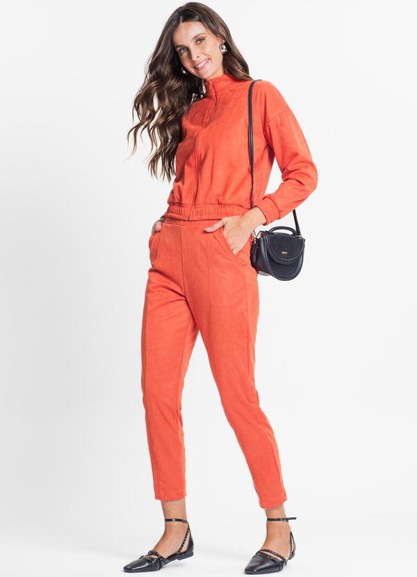 Rovitex - Calça Feminina em Suede Sarjado Laranja 5