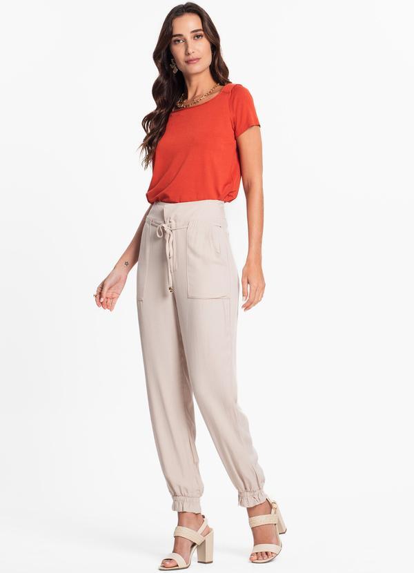 Endless - Calça Feminina em Viscose Sarjada Twill Bege 3