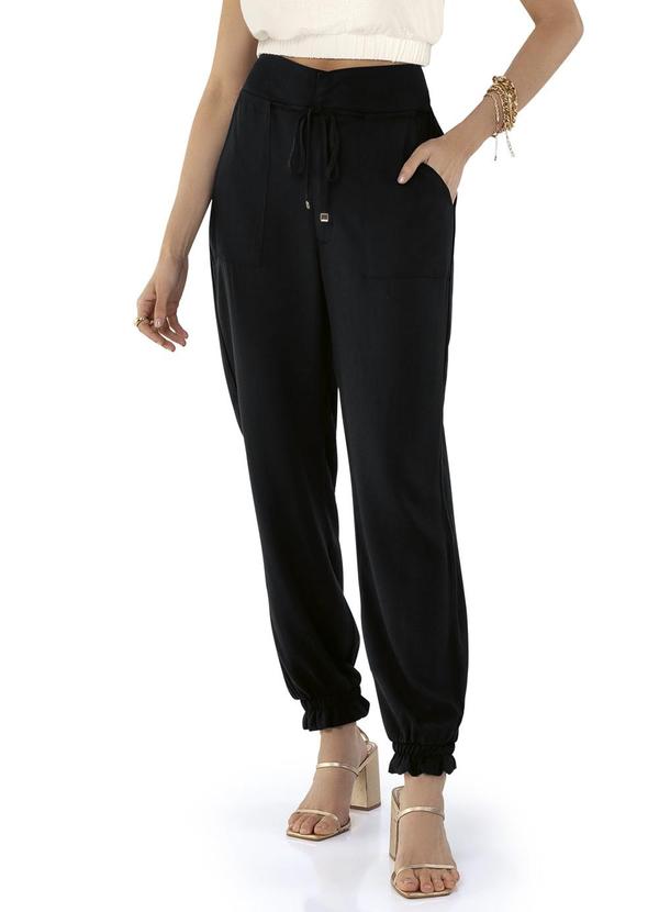Endless - Calça Feminina em Viscose Sarjada Twill Preto