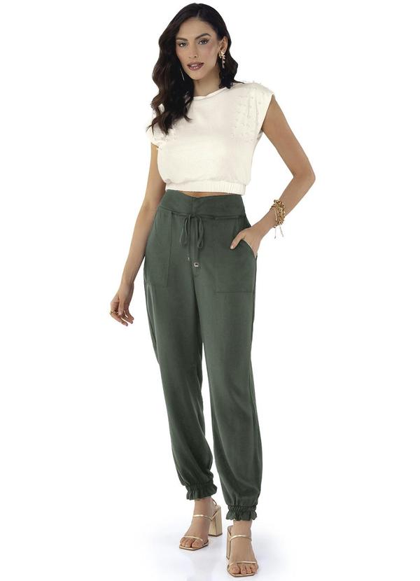 Endless - Calça Feminina em Viscose Sarjada Twill Verde 3