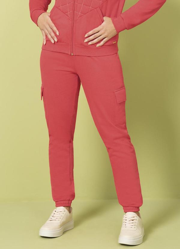 Cativa - Calça Feminina Estilo Cargo em Moletom Rosa