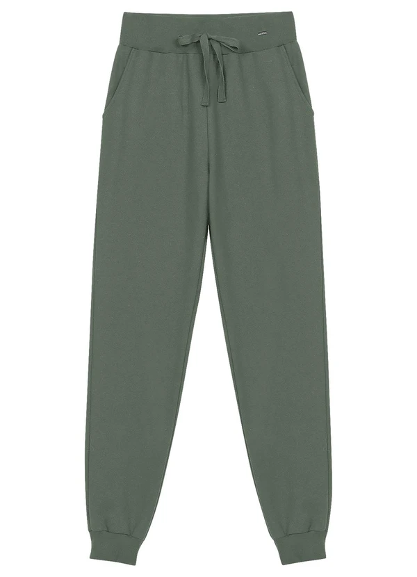 Marialícia - Calça Feminina Moletom com Cordão Verde