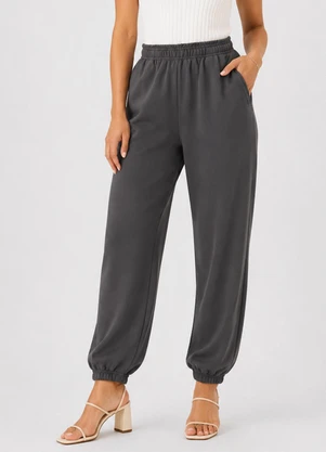 Infinita Cor - Calça Feminina Moletom Peluciado Cinza - INFINITA COR