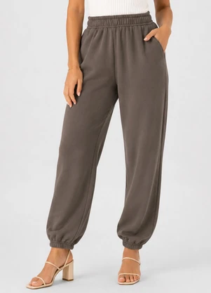 Infinita Cor - Calça Feminina Moletom Peluciado Marrom - INFINITA COR