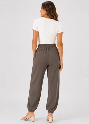 Infinita Cor - Calça Feminina Moletom Peluciado Marrom - INFINITA COR