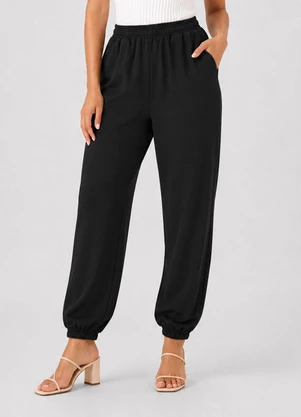 Infinita Cor - Calça Feminina Moletom Peluciado Preto - INFINITA COR