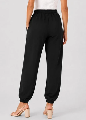 Infinita Cor - Calça Feminina Moletom Peluciado Preto - INFINITA COR