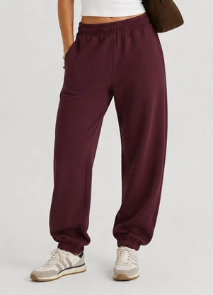Infinita Cor - Calça Feminina Moletom Peluciado Vermelho - INFINITA COR
