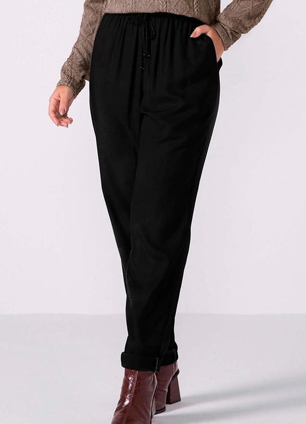 Marialícia - Calça Feminina Viscose com Amarração Preto