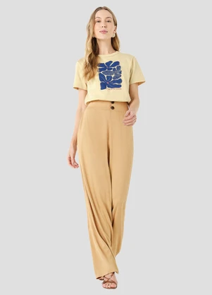 Cereja Rosa - Calça Feminina Viscose com Elastano Amarelo - CEREJA ROSA