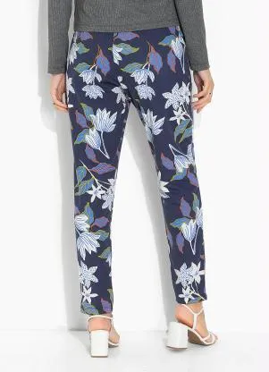 Moda Pop - Calça Floral Azul com Cintura Alta - MODA POP