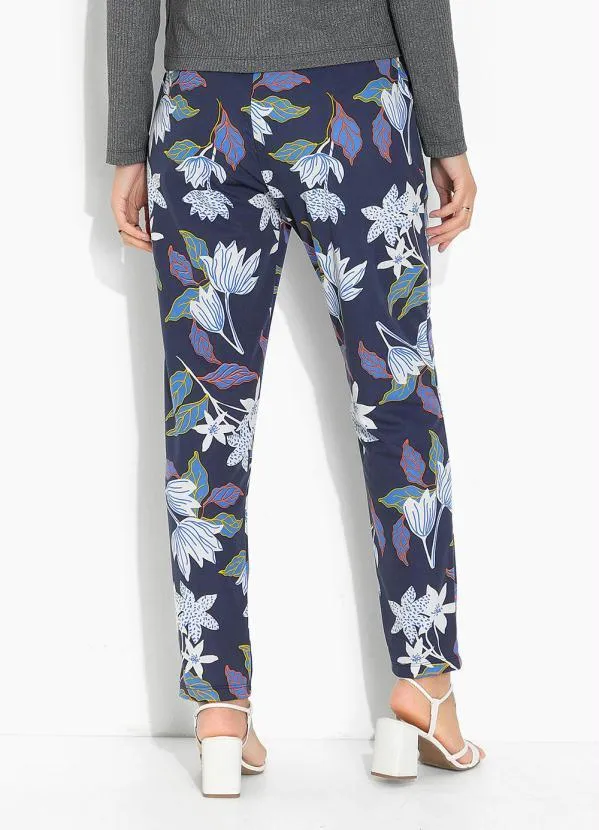 Moda Pop - Calça Floral Azul com Cintura Alta 2