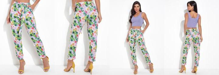 Cala Floral Borrado em Jersey Acetinado