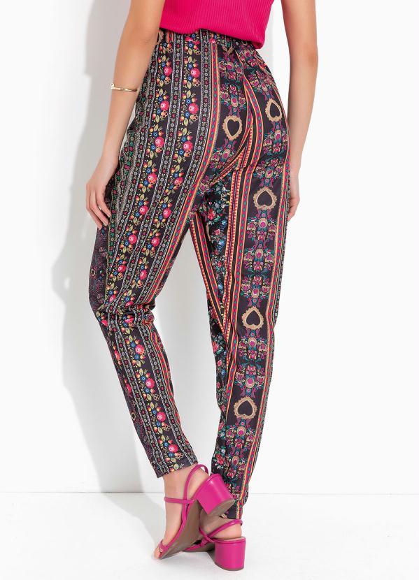 Outlet - Calça Floral com Faixa para Amarrar 2