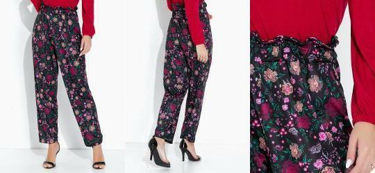 Cala Floral Preto com Cintura Alta