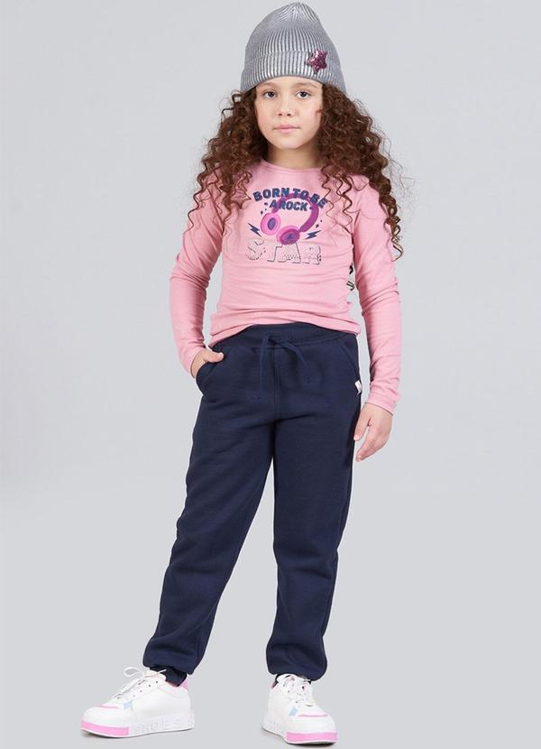 Soft Bonni - Calça Infantil Menina Moletom com Punho Azul 2