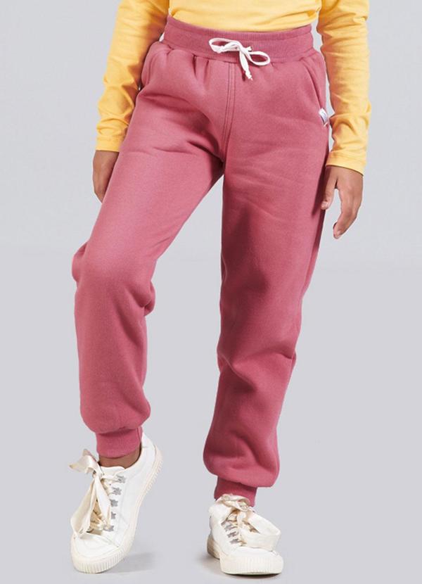 Soft Bonni - Calça Infantil Menina Moletom com Punho Rosa