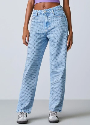 Authoria - Calça Jeans Azul com Strass Azul - AUTHORIA