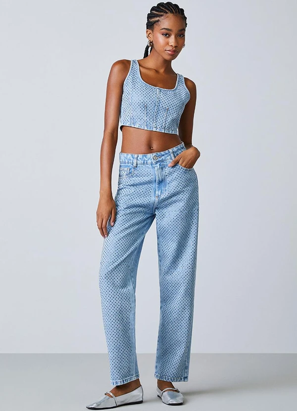 Authoria - Calça Jeans Azul com Strass Azul 3